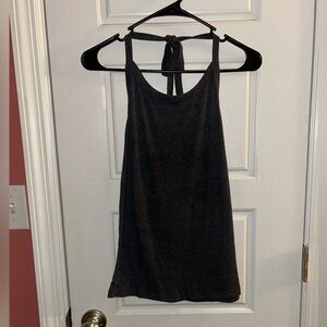 AERIE Dark Gray Ribbed Halter Tank Top Flowy & Soft Tie-Back Top